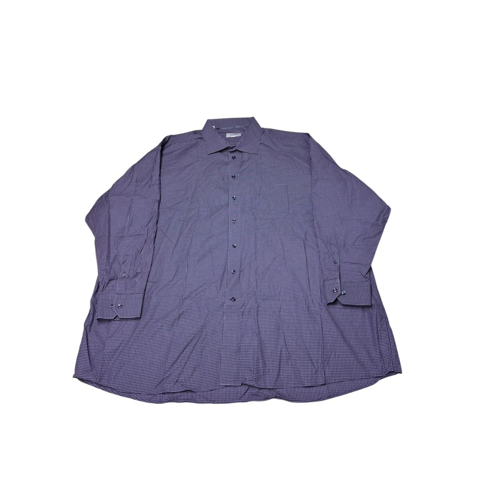 Eton Classic Fit Purple Micro Check Cotton Dress Shirt Mens 5XL 51 20 Big & Tall
